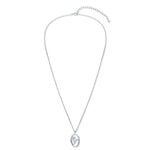 Water Lily Flower Oval Pendant Necklace