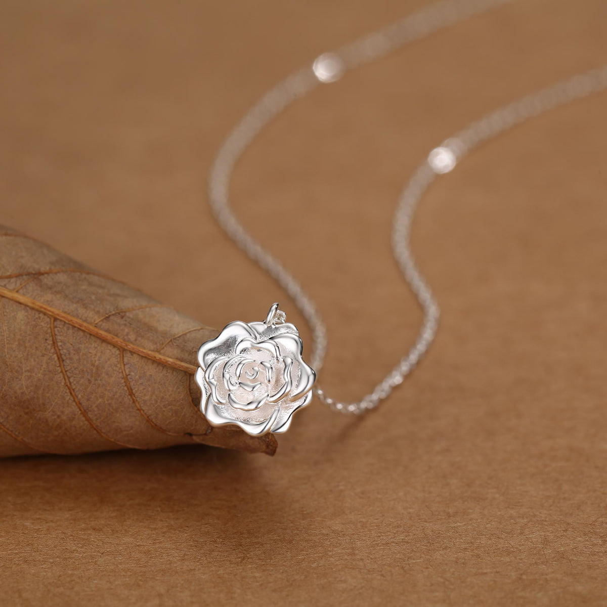 Rose Flower Pendant Necklace