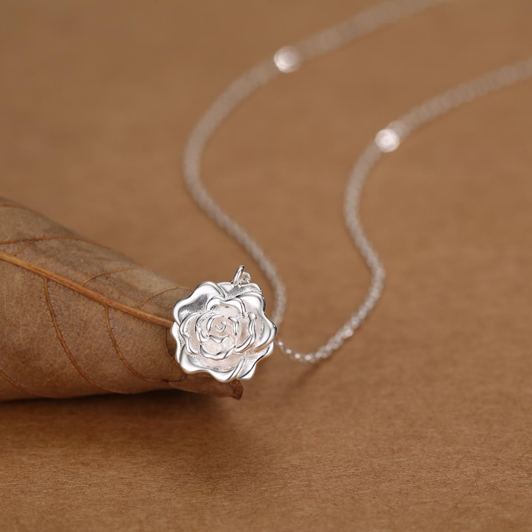 Rose Flower Pendant Necklace