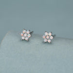 Opal Flower Stud Earrings in Sterling Silver - Gold or Silver - Opal Snowflake - 7 Opal Cluster - Petite Stud Earrings