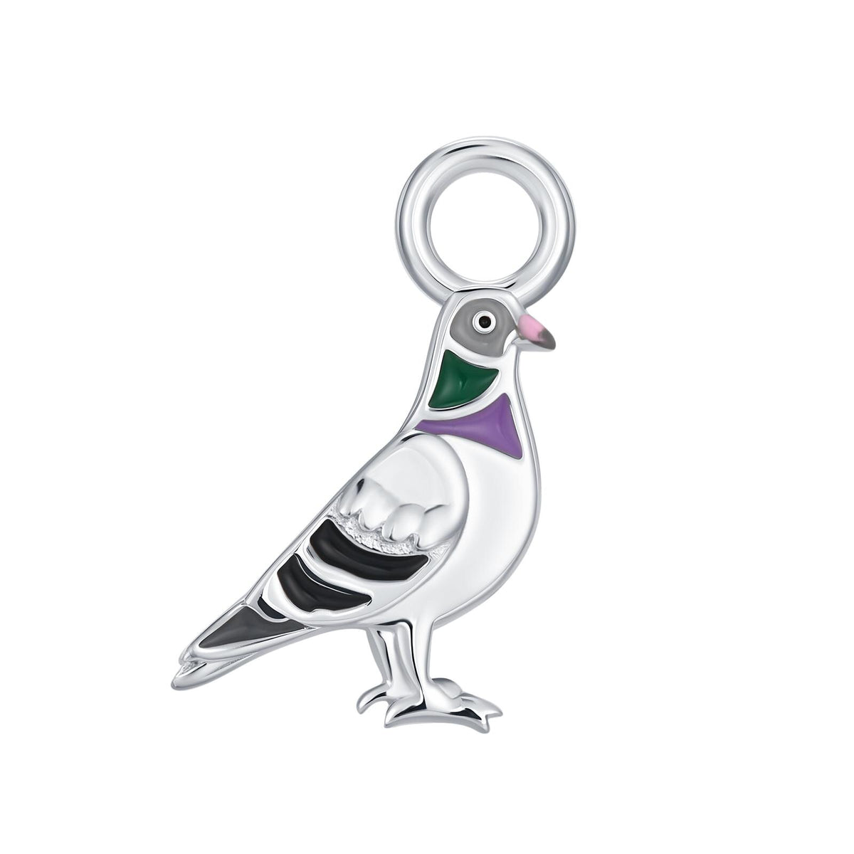 Sterling Silver Pigeon Earring Charms For Hoop Earrings