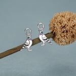 Sterling Silver Pigeon Earring Charms For Hoop Earrings