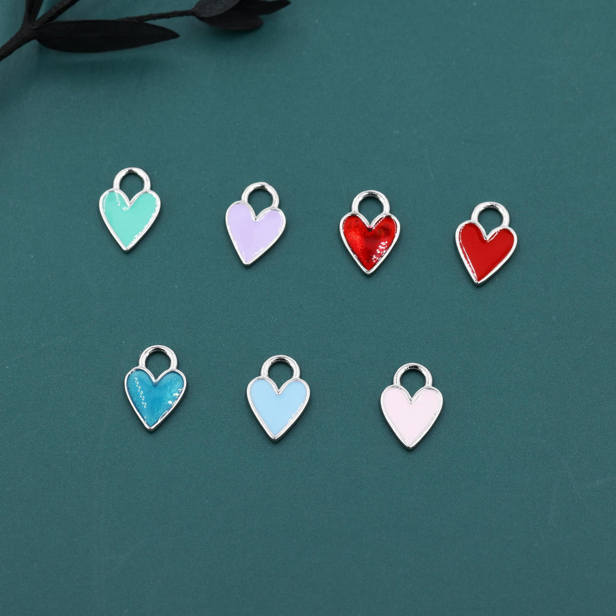 Enamel Heart Charms for Huggie Hoops in Sterling Silver, Detachable Heart Charms for Hoop Earrings, Heart Charms