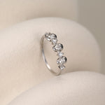 Triple Skull Motif Ring with Clear CZ