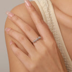 Triple Skull Motif Ring with Clear CZ