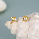 Mismatched Manta Ray and Sea Turtle Stud Earrings