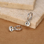 Super Cute Barn Owl Huggie Earrings in Sterling Silver - Cute Baby Owl Huggie Hoops, Detachable Owl Charm Hoops