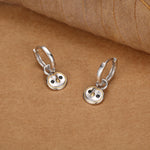 Super Cute Barn Owl Huggie Earrings in Sterling Silver - Cute Baby Owl Huggie Hoops, Detachable Owl Charm Hoops