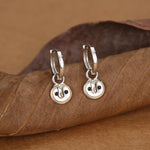 Super Cute Barn Owl Huggie Earrings in Sterling Silver - Cute Baby Owl Huggie Hoops, Detachable Owl Charm Hoops