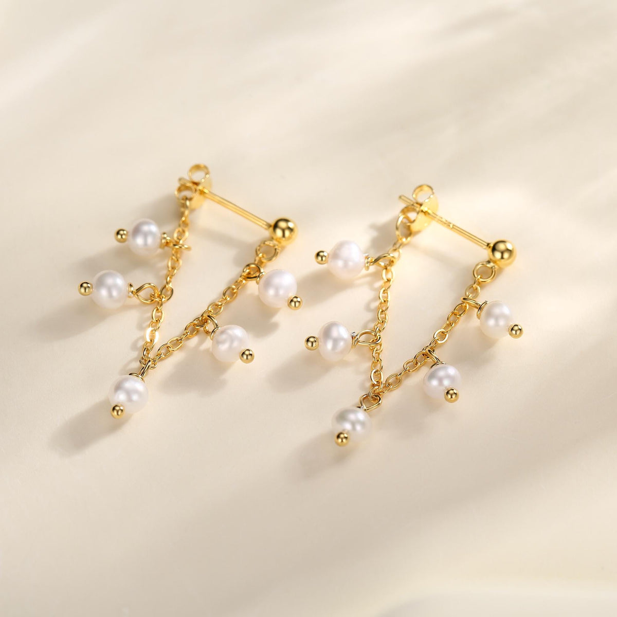 Sterling Silver Genuine Pearl and Chain Jacket Earrings in Sterling Silver, Silver or Gold, Tiny Ear Jacket, Irregular Shaped Pearls
