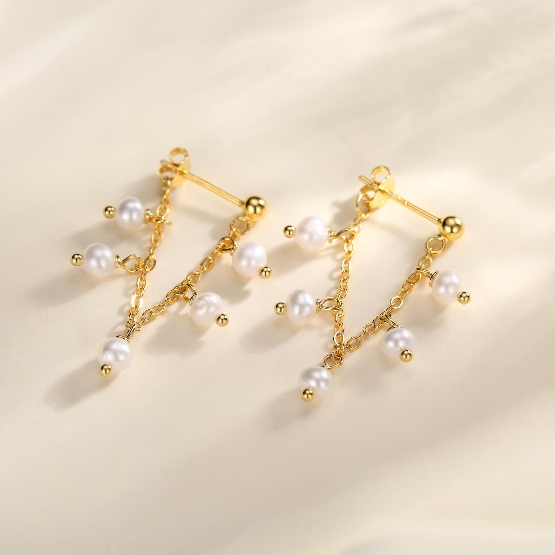 Sterling Silver Genuine Pearl and Chain Jacket Earrings in Sterling Silver, Silver or Gold, Tiny Ear Jacket, Irregular Shaped Pearls