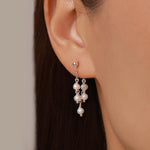 Sterling Silver Genuine Pearl and Chain Jacket Earrings in Sterling Silver, Silver or Gold, Tiny Ear Jacket, Irregular Shaped Pearls