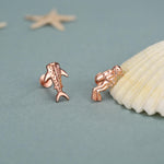 Sterling Silver Diver and Whale Shark Mismatched 16G Flat Back Labret Earrings