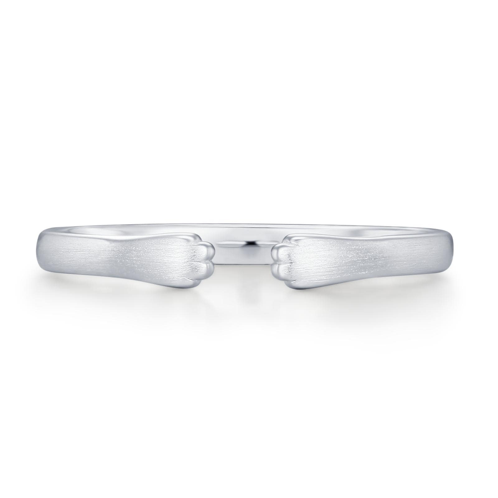 Sterling Silver Cat Paw Hug Adjustable Ring