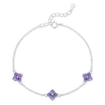 Sterling Silver Purple Enamel Hydrangea Flower Bracelet