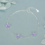 Sterling Silver Purple Enamel Hydrangea Flower Bracelet
