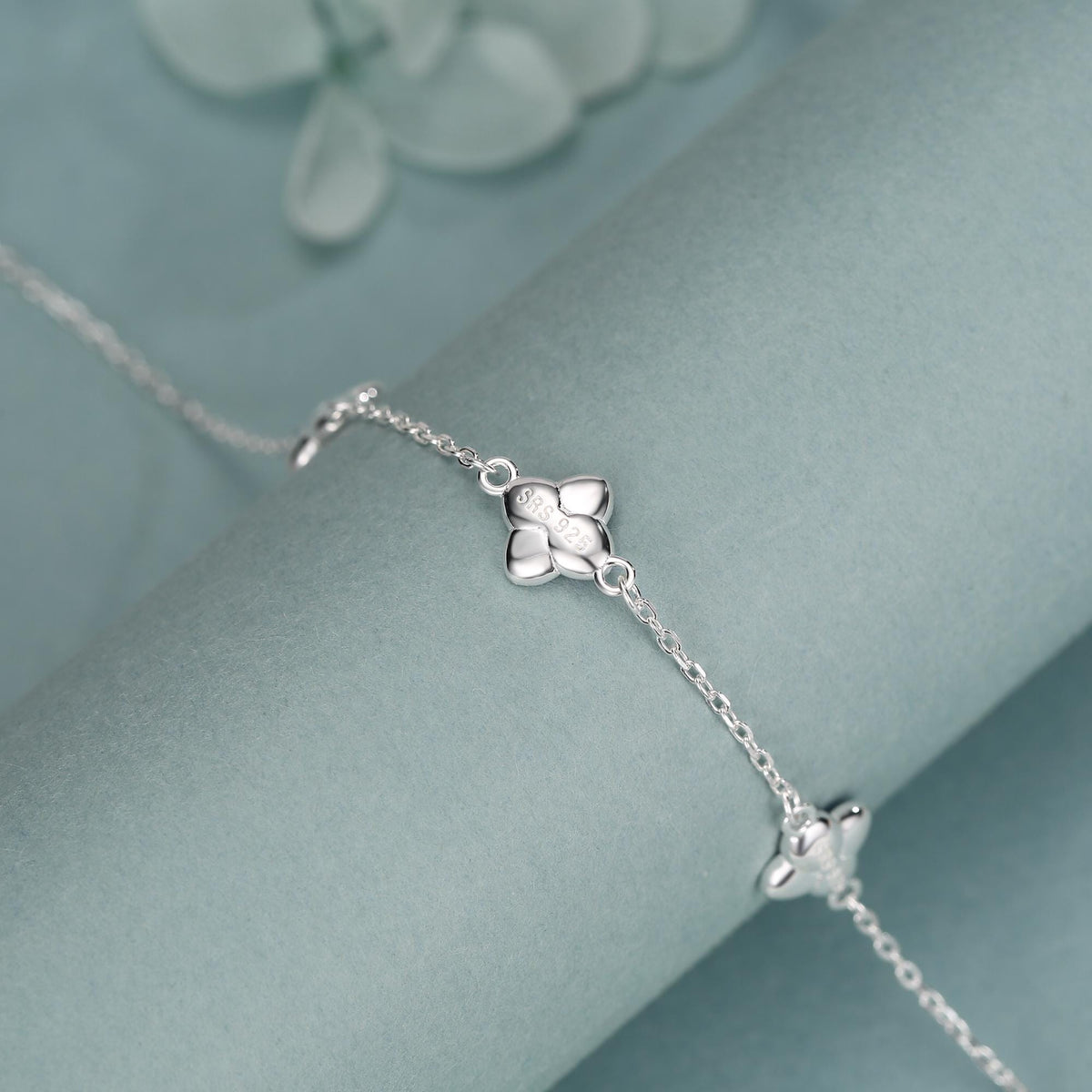 Sterling Silver Purple Enamel Hydrangea Flower Bracelet