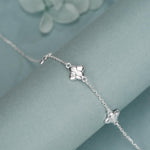 Sterling Silver Purple Enamel Hydrangea Flower Bracelet