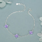 Sterling Silver Purple Enamel Hydrangea Flower Bracelet