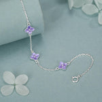 Sterling Silver Purple Enamel Hydrangea Flower Bracelet