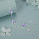Sterling Silver Purple Enamel Hydrangea Flower Bracelet