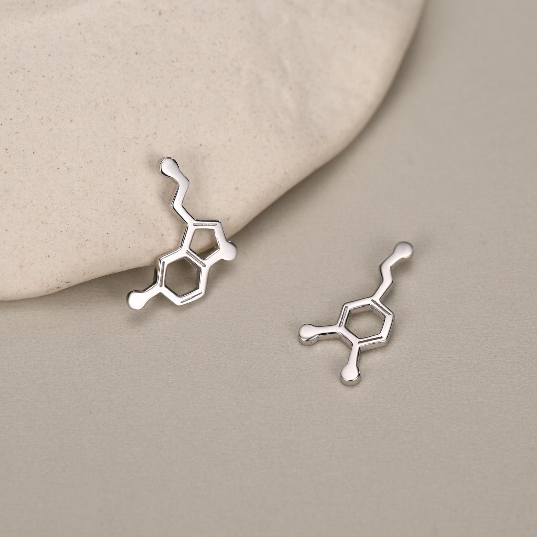 Sterling Silver Molecule Mismatched Hoop Earrings