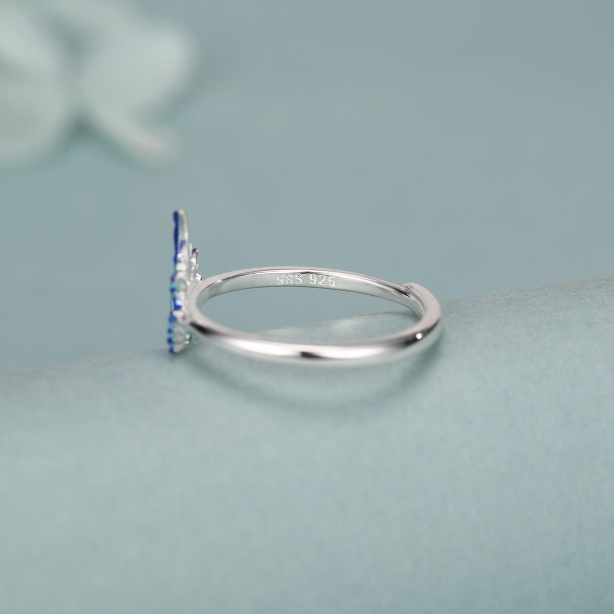 Sterling Silver Blue Dragon Sea Slug Enamel Ring
