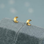 Sterling Silver Sunburst Crescent Moon Stud Earrings