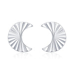 Sterling Silver Sunburst Crescent Moon Stud Earrings