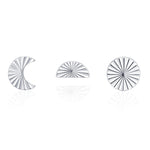 Sterling Silver Sunburst Moon and Sun Mismatch Stud Earrings