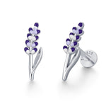 Sterling Silver Lavender Enamel 16G Flat Back Labret Earrings