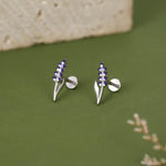 Sterling Silver Lavender Enamel 16G Flat Back Labret Earrings