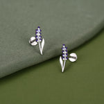 Sterling Silver Lavender Enamel 16G Flat Back Labret Earrings