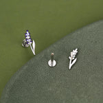 Sterling Silver Lavender Enamel 16G Flat Back Labret Earrings
