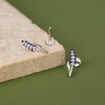Sterling Silver Lavender Enamel 16G Flat Back Labret Earrings