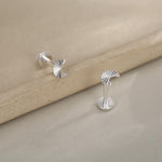 Sterling Silver Sunburst Moon 16G Internally Threaded Flat Back Earrings