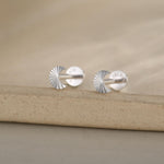 Sterling Silver Sunburst Moon 16G Internally Threaded Flat Back Earrings