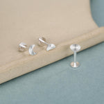 Sterling Silver Sunburst Moon Sun 16G Internally Threaded Flat Back Labret Earrings