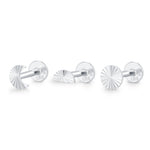 Sterling Silver Sunburst Moon Sun 16G Internally Threaded Flat Back Labret Earrings