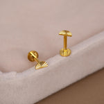 Sterling Silver Sunburst crescent Moon 16G internally threaded Flat Back Labret Earrings