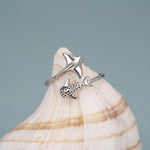 Sterling Silver Manta Ray and Whale Shark Adjustable Ring