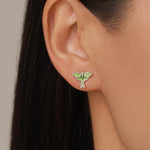 Sterling Silver Mismatched Lunar and Rosy Maple Moth Stud Earrings