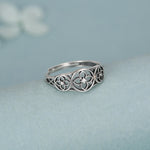 Sterling Silver Floral Cutout Adjustable Ring