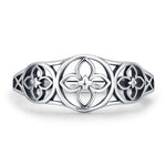 Sterling Silver Floral Cutout Adjustable Ring