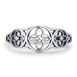 Sterling Silver Floral Cutout Adjustable Ring