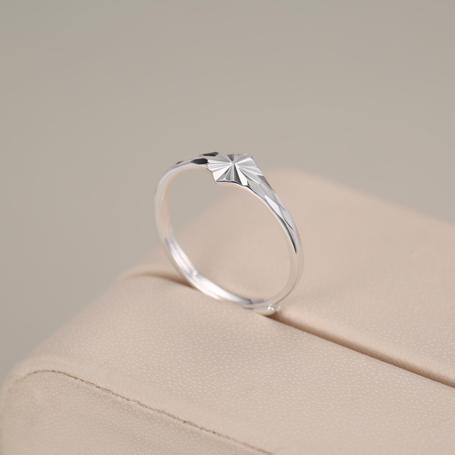 Sterling Silver Diamond Cut Starburst Ring