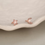 Sterling Silver Mismatched Moon and Star Stud Earrings