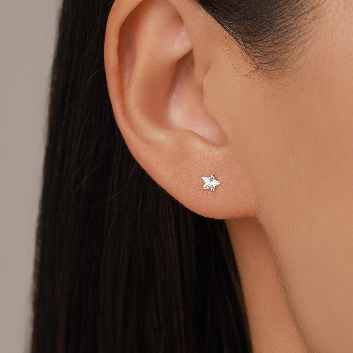 Sterling Silver Mismatched Moon and Star Stud Earrings
