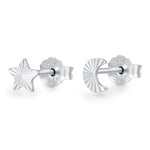 Sterling Silver Mismatched Moon and Star Stud Earrings