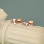 Sterling Silver Mismatched Moon Star 16G Flat Back Earrings